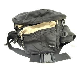 Eddie Bauer Vertical Waist Pack Black Hiking Travel Hip Bag Organizer NEW Tags